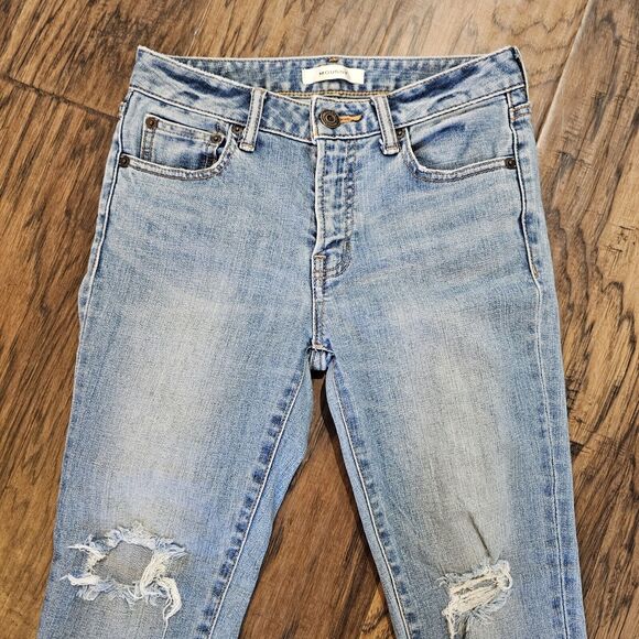 Moussy Jeans 25 Distressed Skinny Denim 010AAA12-3640 Raw Hem - Picture 4 of 6